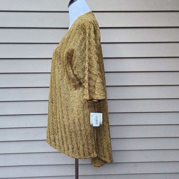 Lularoe Mustard Yellow Mixed Hi-Lo Cardigan Sweater NWT Lindsay Open Front - Picture 7 of 13